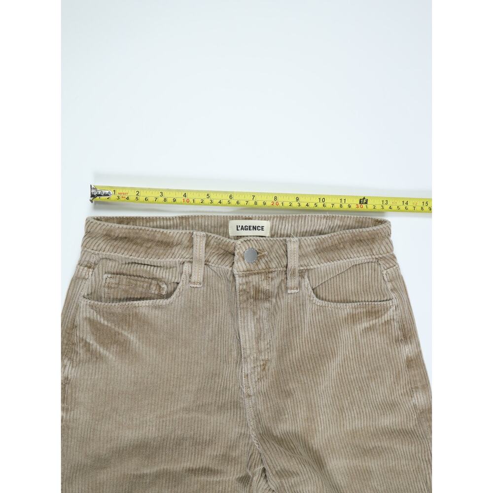 L’AGENCE Scottie Wide Leg Corduroy Pants 26 High Rise Beige Taupe Quiet Luxury - Picture 12 of 14